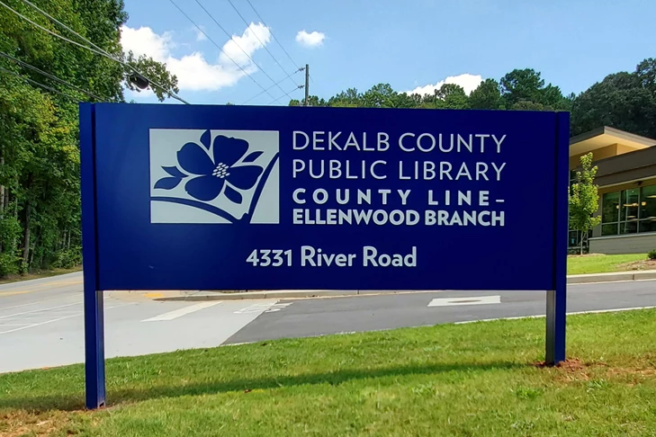 Post & Panel Sign | DeKalb County Public Librarys | Ellenwood, GA